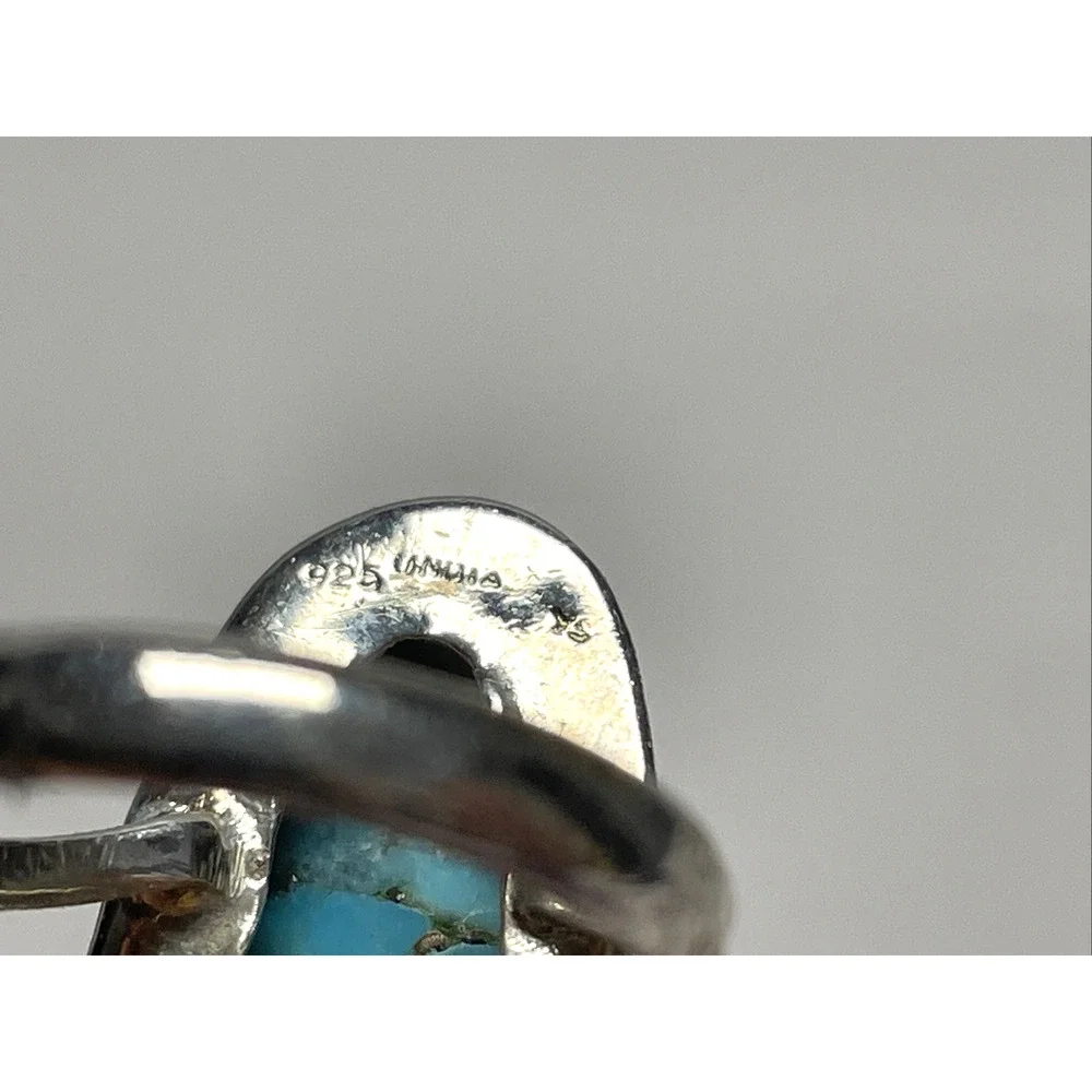 YS India 925 Sterling Silver Blue Turquoise Ring Size 7.5 6g